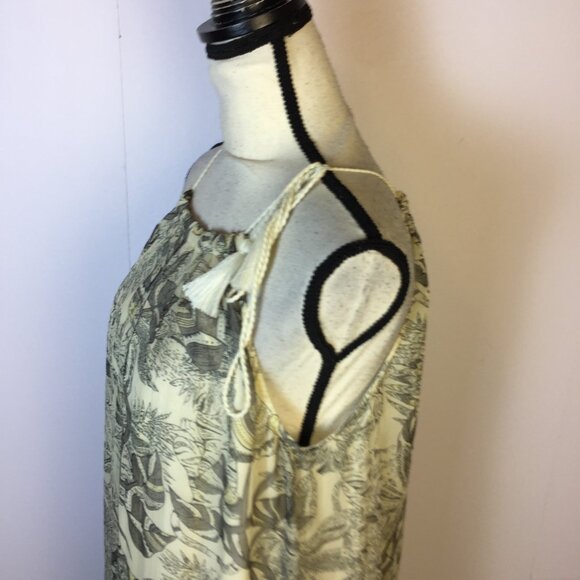 World Market Maxi Halter Dress S/M Womans Beige Metallic Crepe Tie Shoulder Boho - Picture 12 of 14